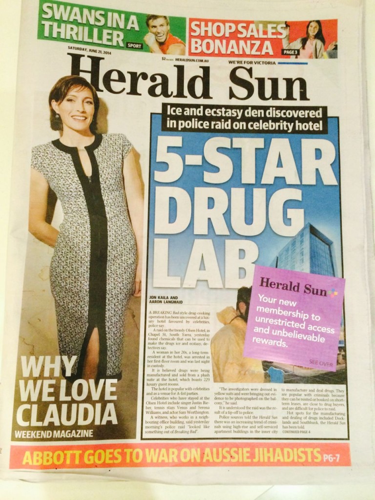 Herald Sun Covers Up Front Page Drug Lab Story Photo Australian Newsagency Blog
